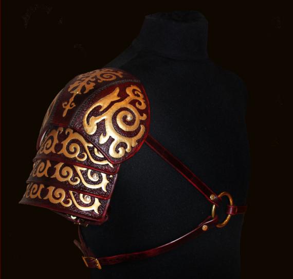 pauldron㊣美国代购 手作特别复古优质棕色皮革护肩甲cosplay配件
