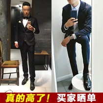 Invisible inner heightening leather shoes mens shoes genuine leather heightening shoes men 6cm8 Business positive dress pointed 35 small code 36 Wedding shoes 37