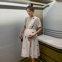 Pregnant women dress summer fashion chiffon hipster summer skirt slim size late pregnancy clothes tide