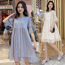 Pregnant womens summer dress small Net Red Age summer skirt fairy Super fairy nursing late pregnancy clothes