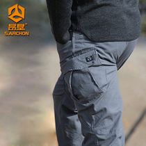 Lightning tactical pants mens spring and autumn outdoor overalls Military fans special forces pure cotton elastic multi-pocket straight tube training pants