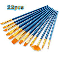 Hua Yun 12 sets of art painting pen Watercolor gouache oil painting special pen Nylon hair fan brush row pen