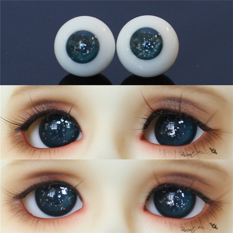 BJD doll eyes 1 34 points 6 points Stone blue silver foil glass eyes 1214mm1618mm clear blue without pupil