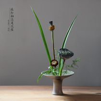 Chinese Zen flower machine pure hand-made kiln soda glaze high-foot flower plate ice crack open vase small original flow flower Road