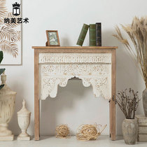 American retro carved fireplace villa living room entrance decoration cabinet homestay solid wood old background wall shelf