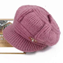 Hat female autumn and winter ear protection mother hat duck tongue plus velvet warm knitted rabbit wool hat autumn and winter old hat