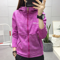 Outdoor quick-drying fleece womens spring and Autumn hooded zipper cardigan fitness running sports large size plus velvet sweater tide