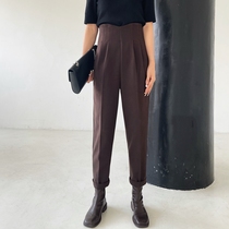 Woolen suit pants women high waist thin radish pants 2021 New loose Korean Hareen pants autumn and winter ankle-length pants