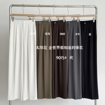 Womens high waist slim straight pants 2021 new autumn black trousers loose casual wide leg pants