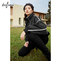 Evelly Down Jacket Women 2020 Winter New Style Fashion Contrast Black Short Warm Down Jacket