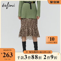 (The same as the mall)Eveli new winter dress wave point high waist A-line skirt skirt 1AA340141