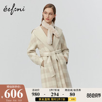 (the same style in the mall)Evelis new winter hooded double-sided woolen coat female 1AA270341