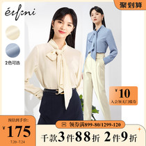 Eveli shirt womens 2021 spring and summer new lace-up chiffon shirt commuter OL design sense niche chiffon shirt