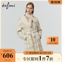 (Shopping mall with the same)Eveli new winter hooded double-sided wool coat female 1AA270341