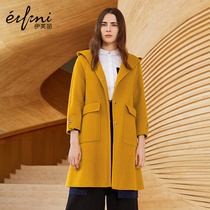 Eveli winter new Korean version of wool double-sided coat female medium long wool coat female