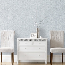 Aiga non-woven fabric Nordic minimalist American light blue rice grey leaves dark tattoo wall paper Living room Book room Bedroom wallpaper