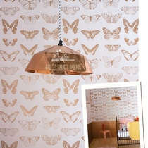 Dutch Import Pure Paper Nordic Minimalist American Butterfly Wall Paper Genguan Restaurant Sofa Bedroom Background Wall Wallpaper