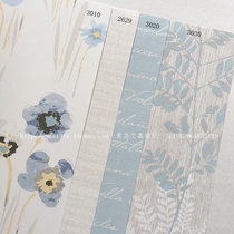 Imported non-woven paper Norse simple American light gray blue solid color small tree English wallpaper background wall wallpaper spot