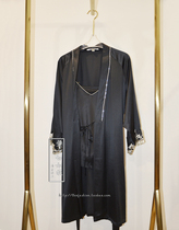 The owners homemade high-end embroidery rhinestone silk mulberry silk nightgown womens long-sleeved long-sleeved home kimono belt robe