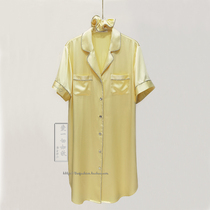 Private custom heavy 30mm long shirt home clothes goose yellow 100%mulberry silk silk pajamas women