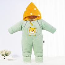Newborn winter down cotton jumpsuit baby thickened outer clothing cotton suit baby bag foot warm hug