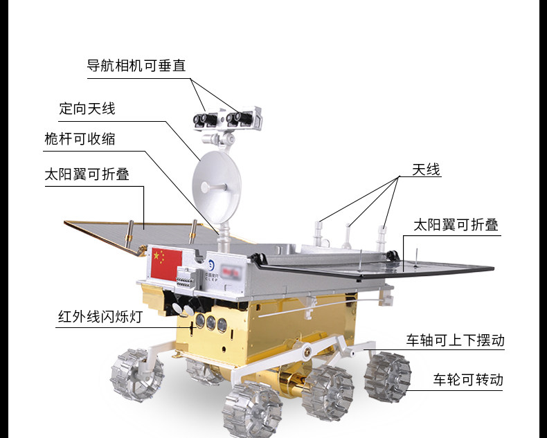玉兔号月球车橱窗航天1:8智能电动嫦娥探仿真声光2金属模型模型车