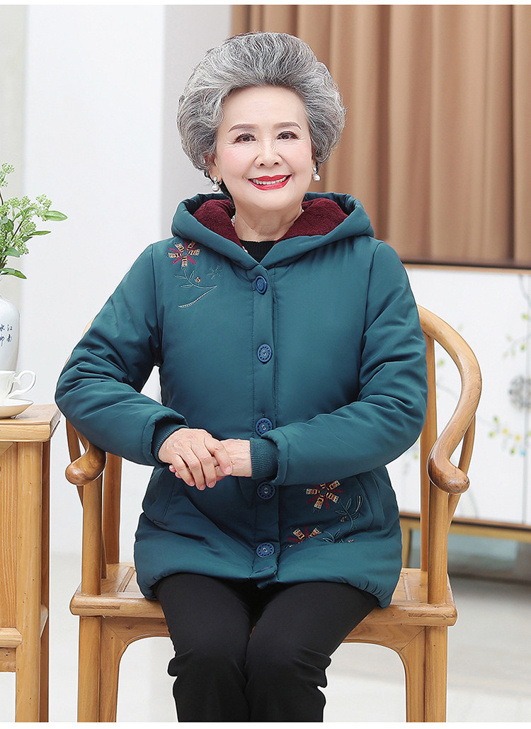 妈妈冬装外套中老年人棉袄女新款奶奶加绒加厚棉服60岁70洋气棉衣