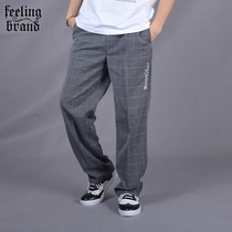 popping pants mens locking plaid pants mens tide hoan mechanical dance straight tube loose trend Wild
