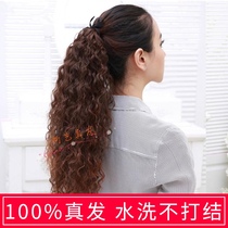 True hair ponytail wig female 55 long fluffy corn hot Screw roll long curly hair bundled non-trace ponytail hair extension