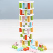 Building blocks flying chess 2-in-1 stacked Takagi pumping building blocks puzzle force Childrens wooden toys Adult table games