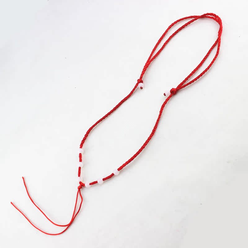 红绳项链8珠红绳子饰品手工编织可挂水晶黄金吊坠男女配饰防过敏