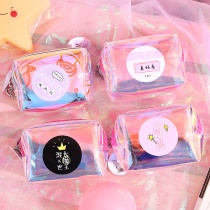 Net red jelly coin wallet ins girl heart transparent laser coin wallet Korean square octagonal data cable bag female