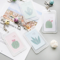 With Bell creative transparent campus card cover key chain access card cute door card bus protection set meal card cover
