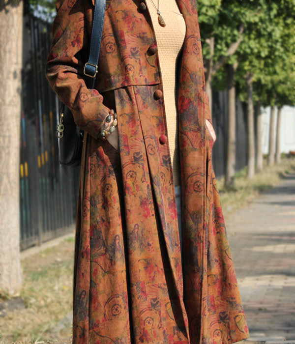 【一年春原创】重磅真丝绢纺香云纱中式风衣 女士长款外套 秋冬款