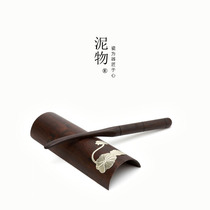 Tinted ebony solid wood tea spoon two-piece tea shovel tea ceremony accessories zero with six gentlemen Kung Fu tea set