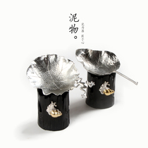 Pure tin tea leak tea filter Tea filter Kung Fu handmade tea set tea filter Air stove high-end tea set tea accessories