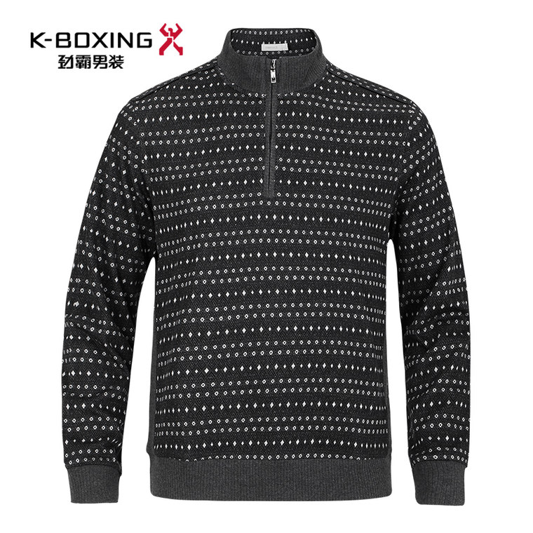 K-boxing/劲霸长袖T恤 男士秋装立领针织休闲服正品|FTXX3071