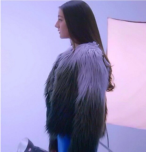 2015秋冬新克拉恋人高雯迪丽热巴明星同款仿狐狸毛皮草外套女上衣