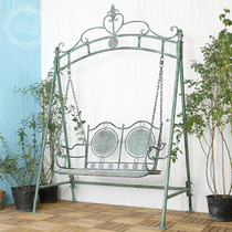 American country retro wrought iron double swing Outdoor courtyard terrace Garden model room Bed and breakfast double swing