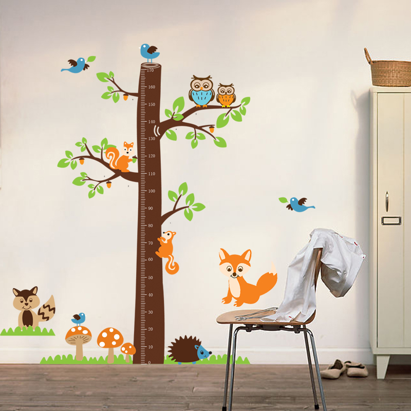 儿童房墙壁贴纸墙贴卧室客厅房间装饰创意背景墙贴松鼠大树身高贴产品展示图1