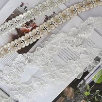 Tianhe lace Simple New Curtain Lace Water-soluble embroidered sofa cushion accessories side of gold wire pure white fabric factory