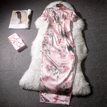 Silk cheongsam long 2021 spring and summer new young girl improved version of high-end mulberry silk dress
