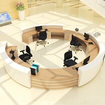 Custom fashion paint arc round semicircular wood grain paint front desk beauty salon hospital guide desk reception desk