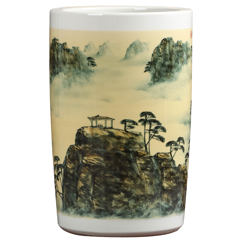 Hand painting and calligraphy scrolls cylinder large landing jingdezhen ceramic vase furnishing articles the draw tube with the receive a vertical cylinder