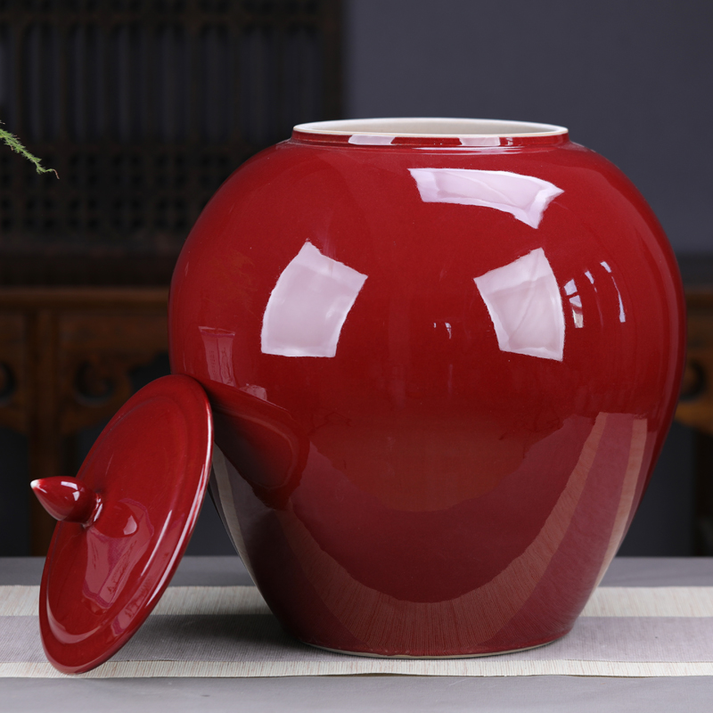 Chinese red tea pot extra large ceramic sealed as cans of restoring ancient ways with cover large tea urn home large tea storehouse