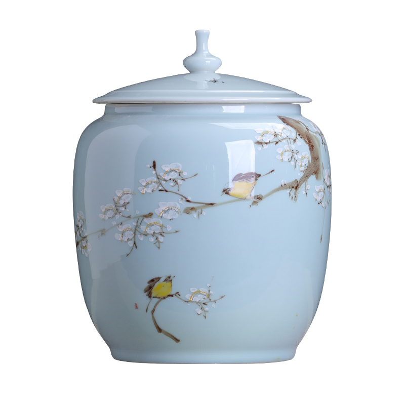 Hand - made ceramic name plum furnishing articles home decoration storage tank with cover Chinese tea pot large capacity home office