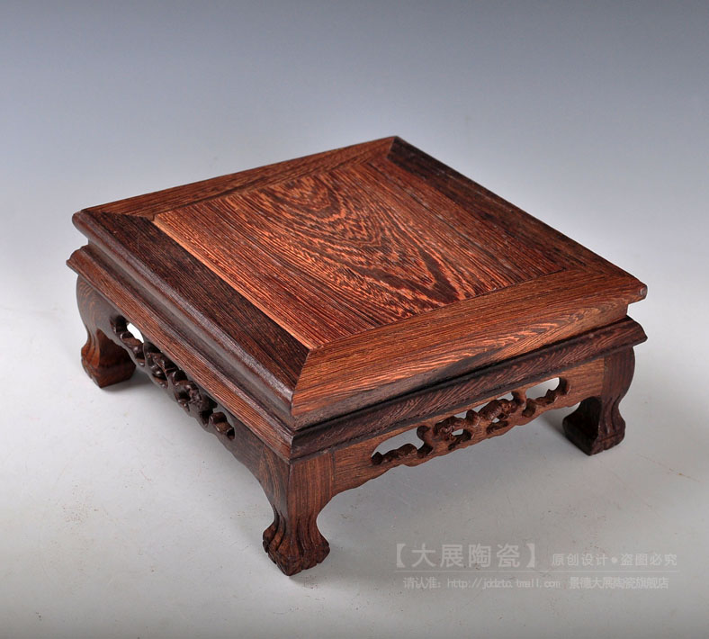 Make solid wood carved base square base a stone base study penjing vase base