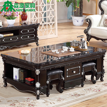 European-style marble Kung Fu tea Several small apartment living room solid wood ebony simple automatic water tea table tea table