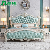 Factory direct sales European-style bed Double bed Master bedroom king bed 1 8 meters household princess bed storage bed bedroom solid wood bed
