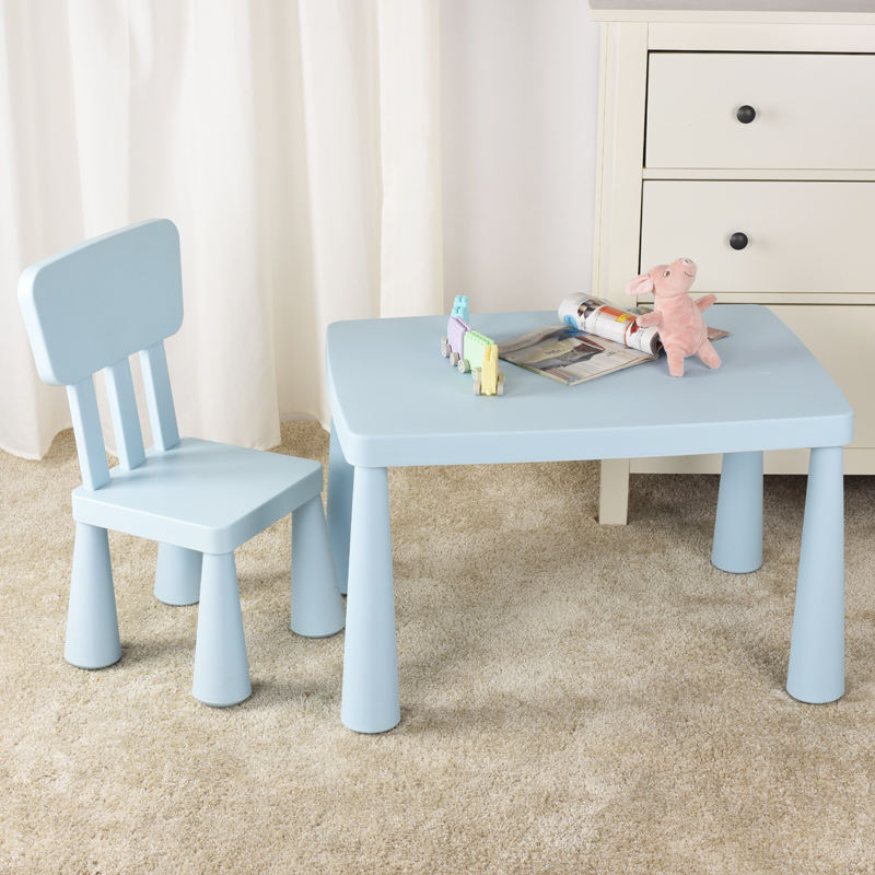 Xinlan IKEA Kindergarten Children's Desk and Chairs Suit Plastic Table And Chairs Baby Study Table Children Toy Table Thickened